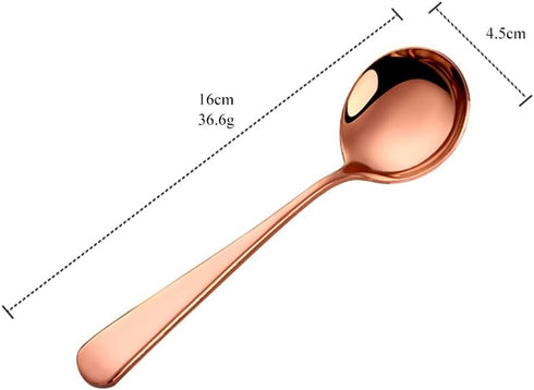 MINGYU 4-Piece Heavy Round Soup Spoons Set - Muticolor Premium Stainless Steel Dinner Serving Spoons Titanium Spoon Silverware Bouillon Spoons Tab...