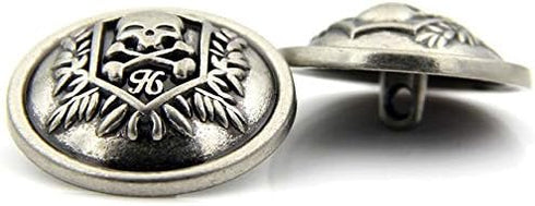 12Pcs Metal Buttons Domineering Skull Buttons Casual Suit Windbreaker Casual 25mm Button (Antique Silver)...