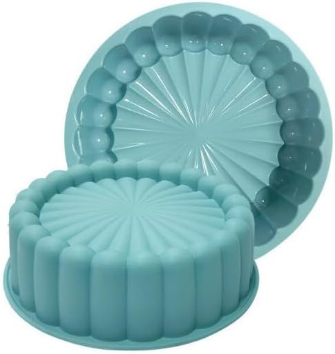 Flower Shape Silicone cake mold,Non-stick Silicone Fluted Pans, Perfect Bakeware for Cake, 7.6 Inch,Blue...