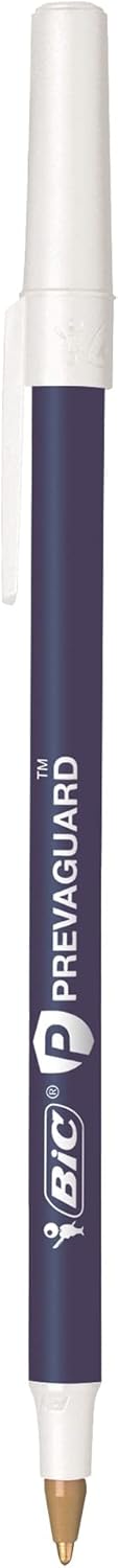 BIC PrevaGuard Round Stic Ballpoint Pen With Built-in Protection To Suppress Bacteria Growth, Medium Point (1.0 mm), Blue, 12-Count...