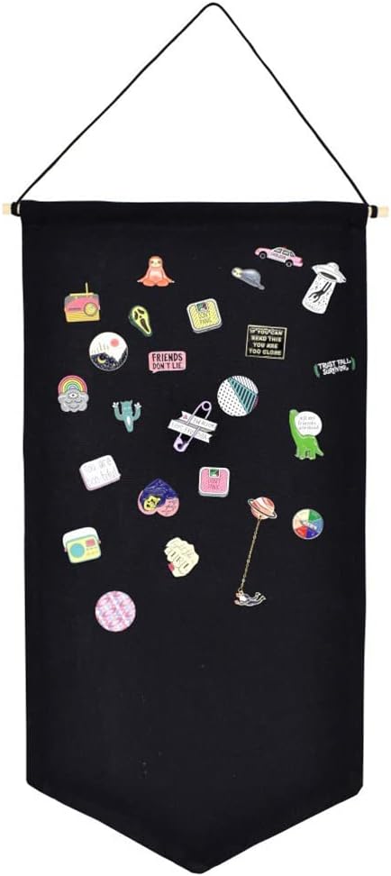 Wall Hanging Brooch Jewelry Storage Case Canvas Display Stand Enamel Pin Display Banner Holder Earrings Necklace Glitter Pin Collection Organizer ...