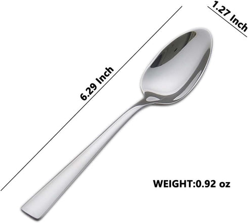 6-Pieces Teaspoons Set Stainless Steel 18/0 Tea Spoons, 6.29 Inches For Home, Kitchen Restaurant, square handle...