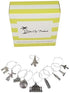 Two Gorgeous Wine Charm Sets – 18 Pieces Total, Wine Lover and World Traveler Themes...