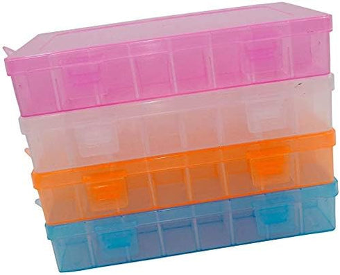 Yansanido 4 Pcs 10 Grids 5 Inch x 2.5 Inch Adjustable Small Removable Clear Plastic Jewelry Organizer Divider Storage Box Jewelry Earring Tool Con...