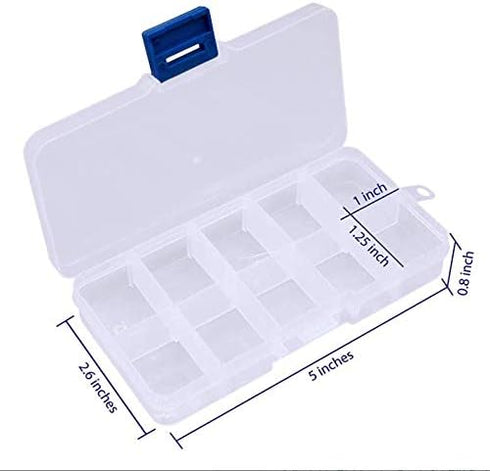 2 Pcs Clear Plastic Compartment Storage Box with Adjustable Divider Removable Grid Compartment for Crafts, Bead, Fishing Tackle Storage...