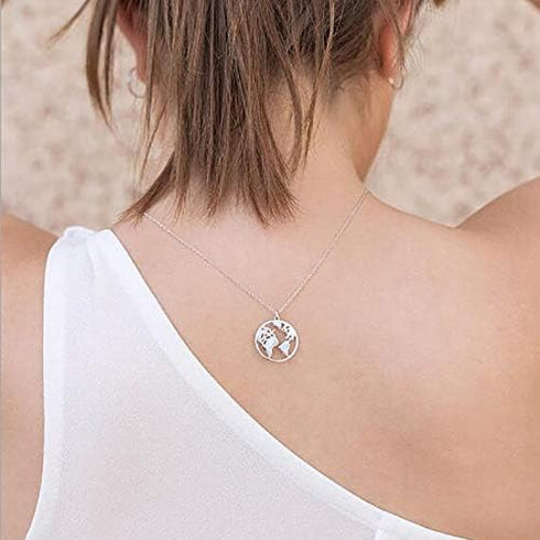 Vintage Round Origami World Map Necklace Women Geometric Earth Globe Map Necklace Circle Pendants Choker Jewelry 18"...