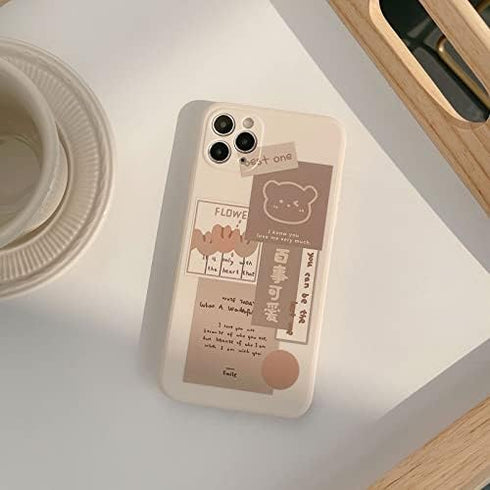 QLTYPRI Case for iPhoneiPhone 13 Pro Max, Case with Cute Brown Bear Cartoon Pattern for Women Girls Slim Soft Flexible TPU Protective Cover Compat...