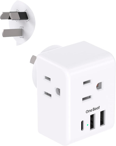 Australia New Zealand Power Plug Adapter, US to Australia Travel Adapter with 3 American Outlets 3 USB Ports (1 USB C), Type I Plug Adapter Travel...