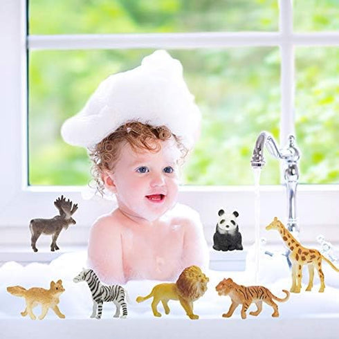 Animal Figurines Toys, 52 Pcs Small Mini Realistic Safari Zoo Plastic Animals Figures Learning Educational Toy Set for Kids Toddlers Jungle Wild F...