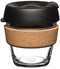 KeepCup Brew Cork - Reusable Coffee Cup Tempered Glass and Natural Cork, Extra Small 6oz/177ml - Black...