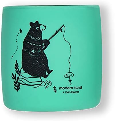 modern-twist Sip Set, Food-Grade Silicone, Waterproof, Dishwasher, Freezer Safe, Reusable Cups – Green Bear Family, Pack of 2...