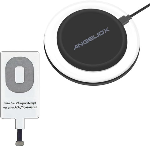 Wireless Charger Charging Pad Charging Receiver Compatible with iPhone 7 Plus/7/6 Plus/6S Plus/6S/6/5S/5/SE/5C(Charging Receiver is Included)...