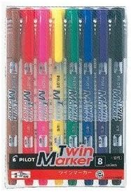 Pilot Oil-based Ink Twin Marker Fine/Extra Fine 8-color Set (MEF-96EU-8C)...