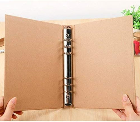 BCP 2pcs Kraft Paper 6-Holds Round Ring Binder Binding Hard Cover Protector for Journal Note Book (A6 Size)...