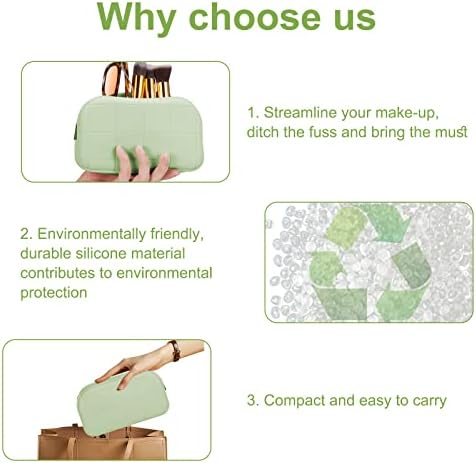 Makeup Travel Bag,Silicone Makeup Bag,Cosmetic Travel Bag,Waterproof Portable Toiletry Bags,Cosmetic Bags for women and girls (Green)...