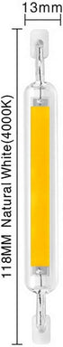 R7s LED Bulb 10W 118mm Double Ended LED COB Bulbs 100W Halogen Equivalent 120V J Type R7s Floodlight Adjustable Natural White 4000K Landscape Ligh...