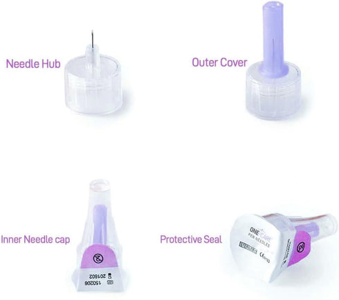 ONE-CARE Pen Tips 31G x 5/32’’ (4mm), Universal Fit, Optimal Skin-Contact for Comfort, Sterile, 100/bx...