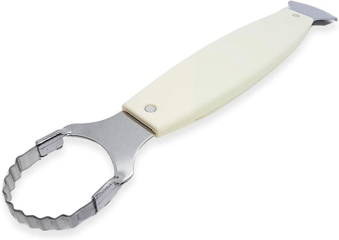 8¾" Long 2 Blades White Plastic Handle Coconut Grater - Vintage Traditional Thai Style Kitchen Tool Easy to Use Portable Stainless Steel Shredder ...