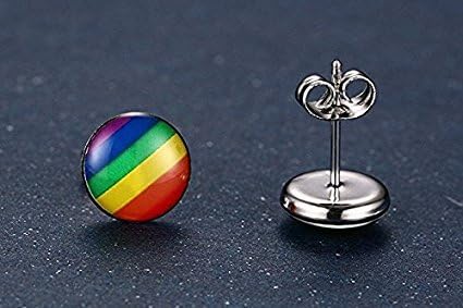 Stainless Steel Fashion Rainbow Ear Stud Earring for Gay & Lesbian Pride...