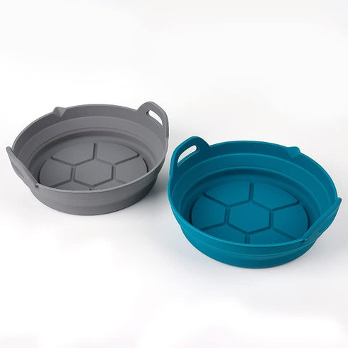 Qiaoer 2 Pack Air Fryer Silicone Liners,8.3 Inch Round Air Fryer Silicone Basket,Heat Resistant Easy Clean Air Fryer Oven Accessories,Foldable Reu...