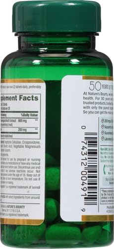 Nature's Bounty Anxiety & Stress Relief Ashwagandha Ksm-66 Tablets, 50 Count...