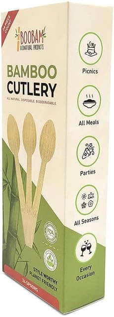 Bamboo Utensils - Natural Disposable Wooden Cutlery for Party, Eating, Camping, Picnic, Wedding, Birthday - Eco-Conscious Plant-Based Compostable ...