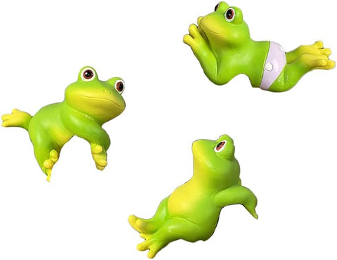 Ebrima Set of 3 Cute Animal Figurines Planter Pot Hanger Decorations, Resin Hanging Climbing Frog Sculpture Outdoor Statues Ornaments for Flower P...