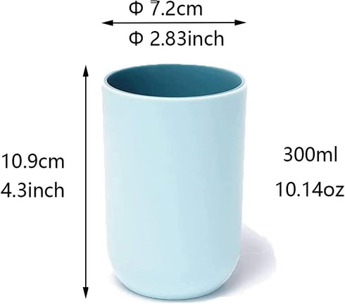 Unbreakable Reusable Drinking Cups Set of 2 Colors, Plastic Toothbrush Cup Tumblers 300 ml/10.5 oz, Dishwasher Safe (Light blue & Navy blue)...