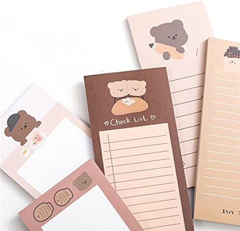 ANKOMINA 5 Pack Cute Cartoon Bear Memo Notes Writing Pads Scarpbook Message Notes Notepads Chesk List to Do List Memo Stationery Office School Sup...