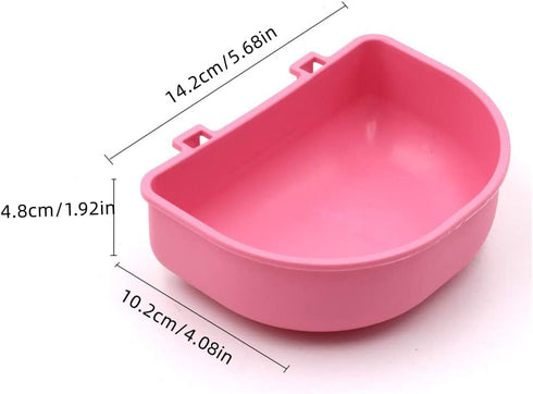 2 PcsRabbit Food Water Bowl, Guinea Pig Plastic Food Basin Dish, Chinchilla Hanging Portable Feeding Bowl (Pink and Blue)...