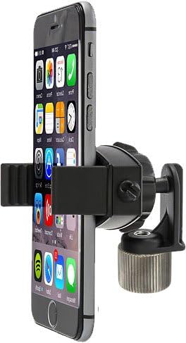 ChargerCity 360° Swivel Adjust Smartphone Holder with 5/8" Tripod Microphone Stand Adapter for All Smartphone up to 3.6 inch Wide (iPhone 16 13 14...