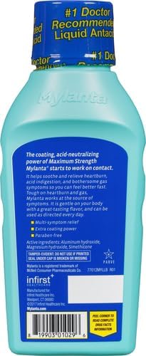 Mylanta Antacid and Gas Relief, Maximum Strength Formula, Vanilla Caramel Flavor, 12 Fluid Ounce...