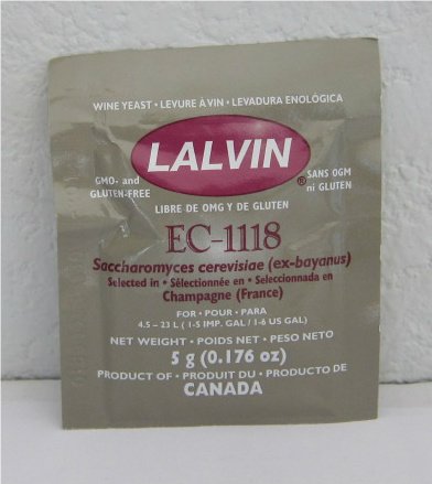 EC-1118 Saccharomyces bayanus 5 packs (5 g. Pouchs) Lalvin...