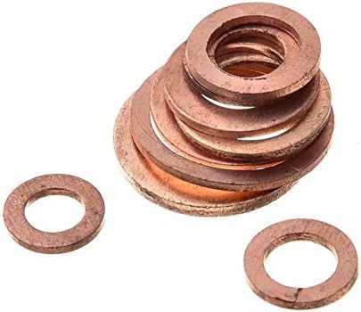 200Pcs Engine Oil Drain Plug Copper Crush Washer Seal O-Ring Gasket 9 Sizes in Box...