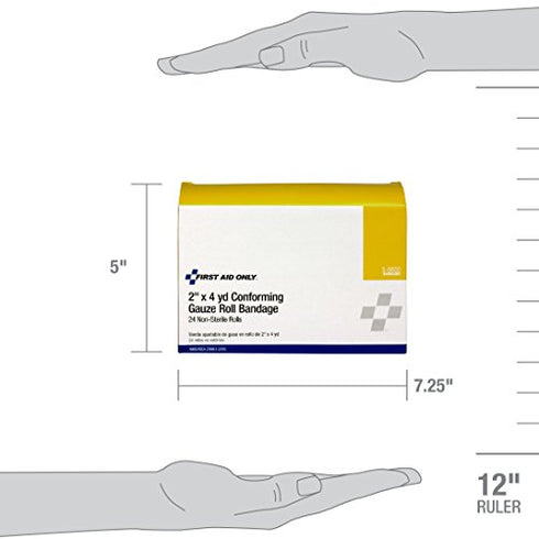 First Aid Only 5-6600 Stretch Gauze Bandage, 4-Yard Stretched Length x 2-Inch Width (Box of 24)...