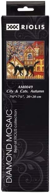 RIOLIS Diamond Mosaic Embroidery Kit 7.75"X7.75"-City and Cats Autumn...