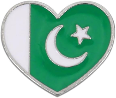 Heart-shaped Pakistan National Flag Enamel Pin and the Pakistani Badge Brooch For Backpack and Coat...