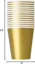 Gold Solid Paper Cups - 9oz (Pack Of 14) - Shimmering Party Cups, Durable & Eco-friendly - Perfect For Elegant Gatherings & Celebrations...