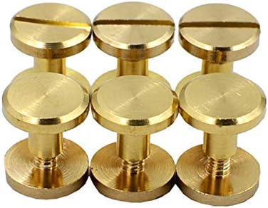 DGOL 50 Pairs Brass Backscrews Golden Leather Fasteners Sturdy Binding Rivets Belt Strap Collar Back Screws PU Studs Length (0.237 inch (6mm))...