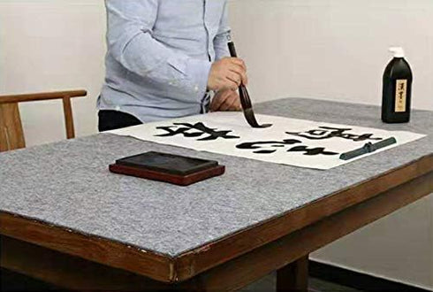 MEGREZ Chinese Calligraphy Drawing Felt Mat, Sumi Xuan Paper Painting Felt Desk Pad for Chinese Calligraphy Writing Japanese Drawing, Gray, 31.5 x...