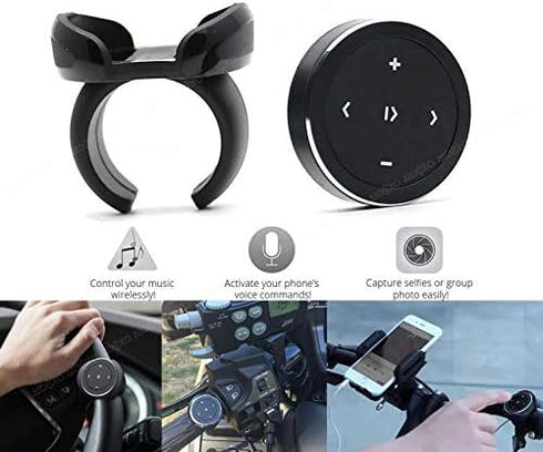 Wireless Bluetooth Media Button Remote Selfie Control Car Motorcycle Steering Wheel Music for iPhone or Android with Mount...