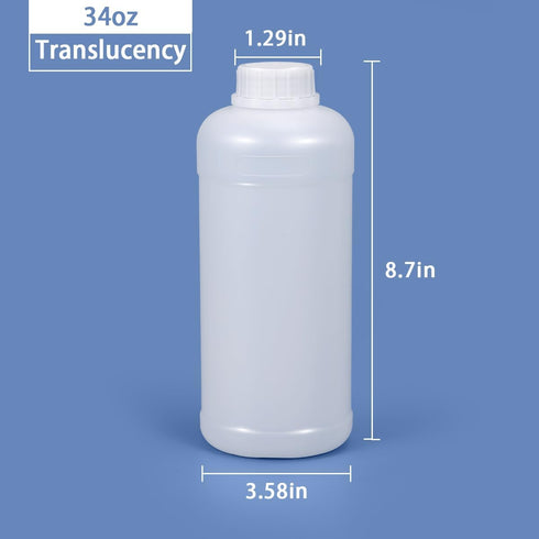PE Plastic Food Grade Bottles, Wide Mouth Lab Reagent Bottle, Liquid/Solid Sample Seal Sample Storage Container Chemical Bottle (Translucent, 34oz...