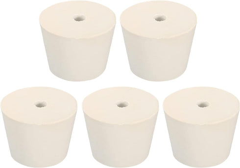MECCANIXITY Rubber Tapered Plug 32mm to 42mm with 8mm Hole Test Tubes Bungs Stopper White for Lab Home 5 Pieces...