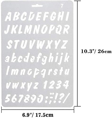 8Pcs Plastic Letter Stencil, Alphabet Stencils Plastic Lettering Number Guide Set for DIY Craft Spraying Painting Drawing Diary Scrapbook...