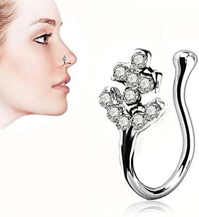 3Pcs Fake Nose Rings - Clip On, Non-Pierced, Adjustable Nose Cuff & Septum Hoop Rings...