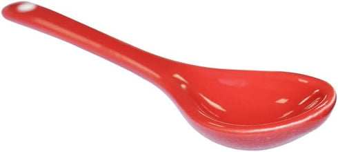 Red 6 pcs Porcelain Egg Spoons Ceramic Spoons 4.7 inch Coffee Dessert Yogurt Tea Milky Tea...