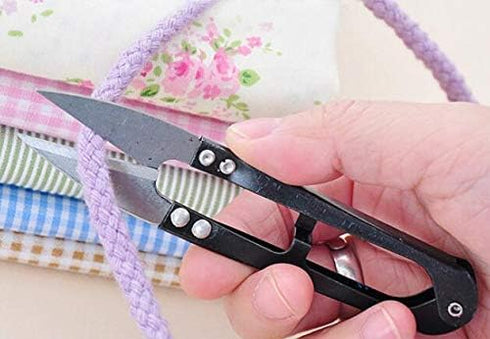 2PCS Metal U-shaped Grip Sewing Scissors Yarn Thread Tailors Cutter Mini Small Snips Trimming Nipper - Great for Stitch,DIY Supplies (Color Random...
