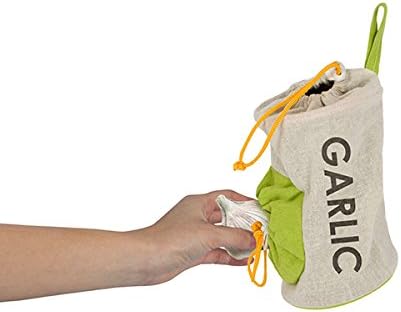 Evriholder Fresh Fare Garlic Keeper, Double Drawstring Feature Protects from Light and Delays Spoilage Sprout-Free Vegetable Storage Bag, 12 Head ...