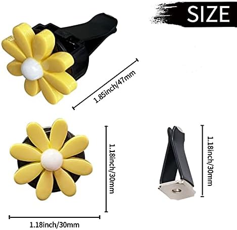4Pcs Cute Daisies Car Clip, Flowers Car Air Fresheners Vent Clips Charm Air Vent Accessories Cute Car Decor Automotive Interior Trim Car Decoratio...