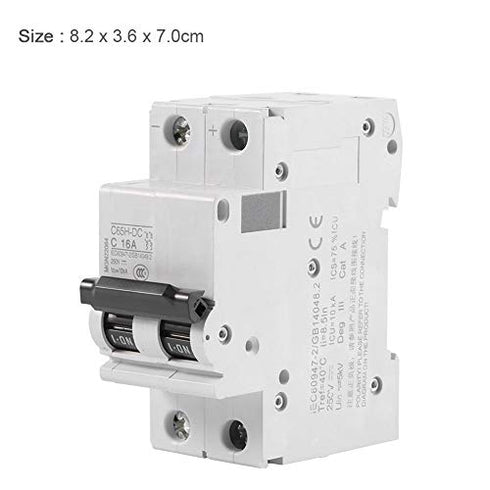 2P 250V Low-Voltage DC Miniature Circuit Breaker for Solar Panels Grid System din Rail Mount, Breaker DC Circuit Amp Solar Double Pole(63A)...